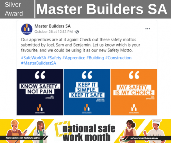 Master Builders SA safe work month comp entry